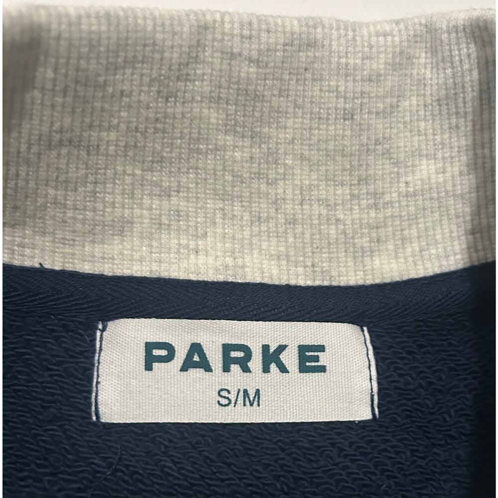 NEW Parke Heritage Back to School 2 Tone Mock. Navy/White w/Gray RIB. Size S/M. - Picture 6 of 10